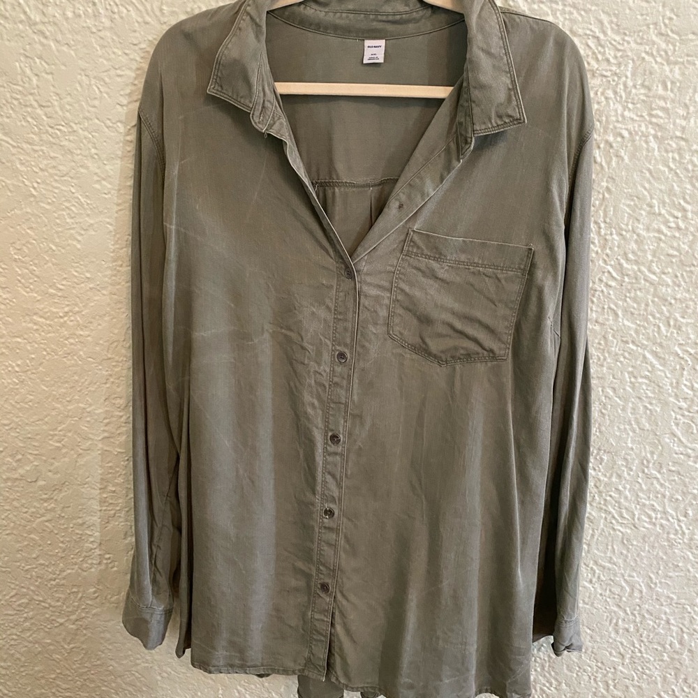 Army green button down